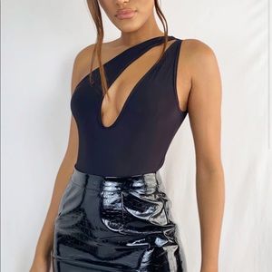 PLT Black One Shoulder Bodysuit